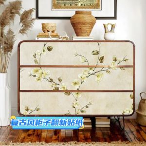 New Chinese Style Retro American French Wardrobe Door Glass Mirror Sticker Cabinet Transformation Self Adhesive Wall Decal