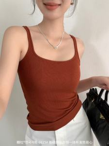 เสื้อกั๊กแขนกุดผ้าฝ้ายผสมสำหรับผู้หญิงในฤดูหนาว อบอุ่น ระบายความชื้นได้ดี ไม่ต้องใส่เสื้อชั้นใน เสื้อชั้นในแบบมีแผ่นเสริมหน้าอก ทรงเข้ารูป