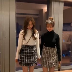 KARAKOREA 9987 Tweed Diamond Skirt/Korean Women Skirt/Rok Mini/Rok Pendek/Rok Lisa/Rok Blackpink