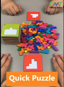 Quick Puzzle Tetris Jigsaw Puzzle Educational Toys Logical Wooden Blocks Montessori Shape Brain Teaser 2 Player Game