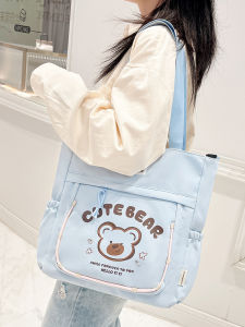 Large Capacity Canvas Tote Bag Womens Crossbody Handbag Student Tutoring Bag New High Aesthetic Single Shoulder Bag