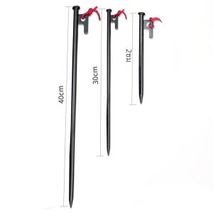 หมุดเต็นท์เหล็ก40ซม. เสาเต็นท์เหล็กลิ่มปักพื้นเมทัลลิก30ซม. เสาเต็นท์เหล็ก20ซม. อุปกรณ์เสริมผ้าใบบังแดดสำหรับตั้งแคมป์กลางแจ้ง