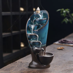 1pcHandmade Torch Design Waterfall Incense Burner Creative Home Decor Incense Holder Portable Ceramic Censer (Without Incense)
