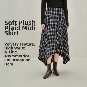 INMAN | Vintage Black Check Deconstructed A-Line High Waist Skirt