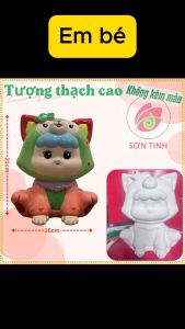Tượng thạch cao em bé đội mũ cáo Linabell M80 (Không kèm màu) Bé Tô Màu Tô Tượng trò chơi trẻ em
