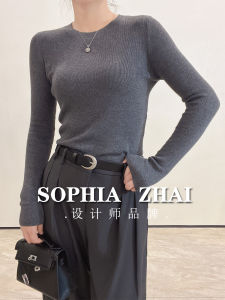 เสื้อสเวตเตอร์ถักคอตั้งทรงเข้ารูปสำหรับผู้หญิง ผ้าขนสัตว์เนื้อนุ่ม ทรงเข้ารูป แขนยาว ปกติ ปกติ คอตั้ง สีพื้น เสื้อชั้นใน