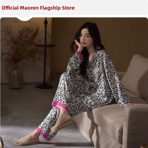 MiiOW | Cool Ice Silk Long Sleeve Lightweight French Dot High-end Sleepwear Set