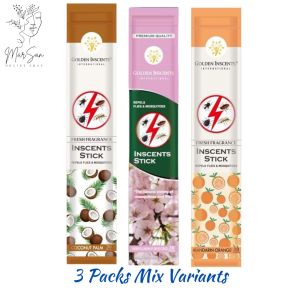 3 Packs Golden Inscents Fresh Fragrance: Mandarin Orange Jasmine Coconut Palm Scents| Mosquito & Other Insects Repellent