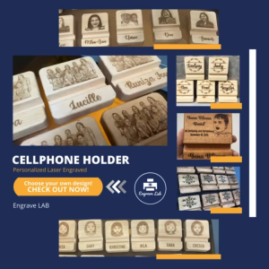 Personalized Wood Cellphone Holder Stand | Laser Engraved Gift Tokens Souvenir | Engrave LAB