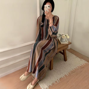 Thin Long Sleeve Sleep Dress For Spring Autumn Summer Cotton Silk