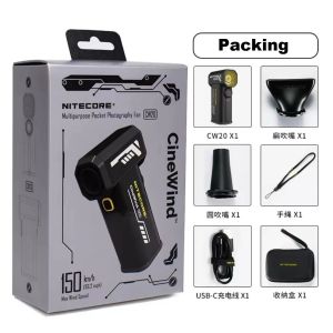 NITECORE CW20 Multipurpose Pocket Photography Fan Electric Portable Fan Stepless Wind Blower 100W High Power Brushless Motor