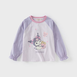 Kuromi Collaborative Long Sleeve T-Shirt for Girls Spring 2025 New Arrival Childrens Clothing Dave & Bella Brand Kids Fashion