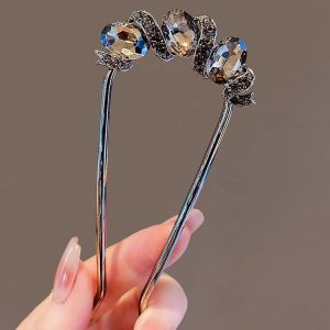 2024 ใหม่ U-Shape Crystal Hairpin ทรงหางปลาแบบจีนใหม่ เครื่องประดับผมไฮเอนด์แบบปัจจุบันสำหรับผู้หญิง