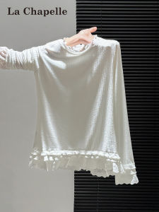 La Chapelle | Slimming Flattering Sweet Base T-Shirt White Ruffled Lace