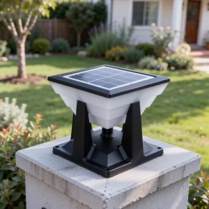Solar Post Lights Outdoor IP68 Waterproof Solar Pillar Lights Outdoor Automatic sensor Modern Gate Column Lights Large Square Solar Lantern 3 Color LED Entrance Column Lamp for Deck Patio Outside Pool Stone Pillars