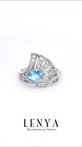 LENYA แหวนพลอยบลูโทแพซ เสริมความมั่นใจ ชัดเจน ปัญญา ขนาด 7x5 มิล ตัวเรือนเงินแท้925 ชุบทองคำขาว