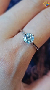 Bluish White Moissanite Titanium Adjustable Ring