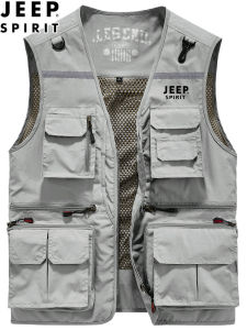 Mens Slim Fit Photography Fishing Director Vest Outdoor Quick Dry Multi Pocket Workwear V Neck Jeep Chariot Nylon Fabric