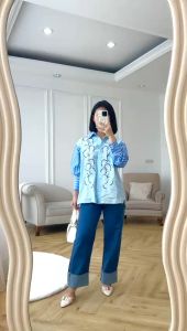 SJM KEMEJA KASUAL FULL BORDIR BUNGA ELEGANT LOOK KATUN POPLIN SALUR IMPORT BKK 2788