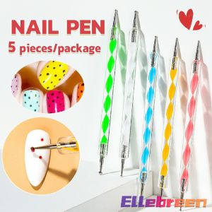 Nail Art Pen Dotting Tool Point Drill Nail Pen of Spiral Rod 5 pcs Set