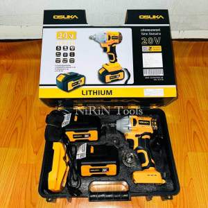 OSUKA บล็อกแบตไร้สาย มอเตอร์ไร้แปรงถ่าน 20V สีเทา รุ่นใหม่ รุ่น-OSID-520 โฉมใหม่ ดีกว่าเดิม แบต 2 ก้อน 3IN1 ในตัวเดียว