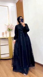 COD Denara Dress Ceruty Babydoll Dress Brokat Wanita Terbaru Kekinian Gamis untuk Kondangan Viral
