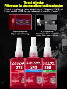 LOOLIFL | 50ml Keo Dán Ren Kỵ Khí 222-290 Keo Dán Vít Chống Lỏng Chống Ăn Mòn Cho Bu Lông Nuts Sửa Chữa Ô Tô
