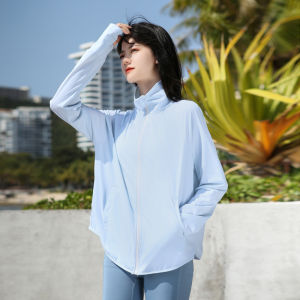 Womens Stand Collar UV Protection Ice Silk Short Jacket Breathable Loose Fit Sleeveless Outerwear Summer Sportswear