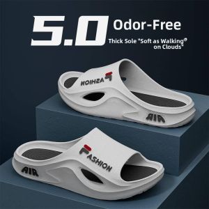 Mens Outdoor Sports Slippers Summer Anti-Slip Deodorant EVA Thong Slippers Comfortable Wearing Breathable Convenient Home Shoes