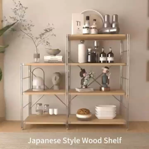 2-5 Layer Kitchen Microwave Organizer Storage Rack Modular Multi-layer Storage Rack Wooden Shelf