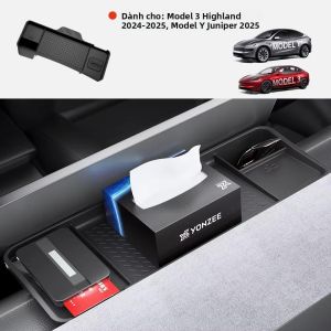 Khay Đựng Đồ Phía Sau Giá Đỡ Bảng Điều Khiển Hộp Khăn Giấy Túi Đựng Đồ Che Nắng Cho Tesla Model Y Model 3 Highland Juniper
