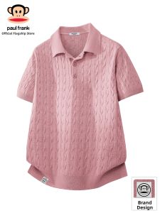 Paul Frank | Áo Polo Knit Mỏng Màu Đơn Rộng Rãi Có Gân
