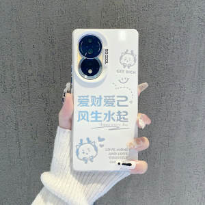 Ins Style Love Money Self Made Wind Phone Case Suitable for Honor 80/90 pro Womens Silicone Protective Cover Fashionable Artistic