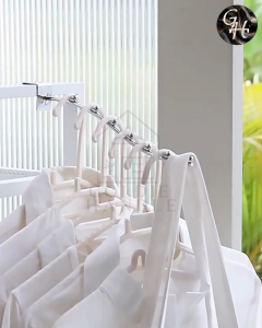 Hanger Pipa Kotak 5 7 9 Kait Manik-Manik Baju Display Pakaian Hanger Besi Persegi Kait Melengkung
