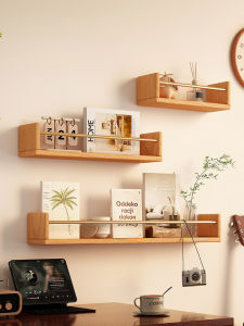 QIMUDAO | Wall Mounted Shelf No Drilling Required Wooden Style