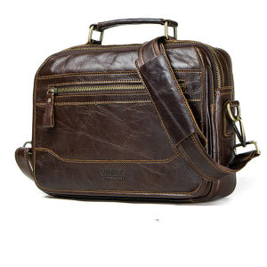 Hiram Genuine Leather Men Sling Shoulder Bags High Quality Retro Crossbody Messenger Bags Male Tote Bags Handbags Travel Bags