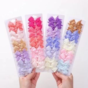 10pcs/Set Solid Handmade Bows Hair Clips Ribbon Bowknot Hairgripes for Girls Barrette Classical Kids Headwear Whole