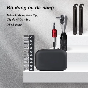 Bộ dụng cụ gọn nhẹ đa năng cờ lê que tháo lốp bơm khí mini phụ kiện sửa xe đạp đầy đủ