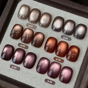 Bộ Sơn Móng Tay Gel Mắt Mèo Ánh Trăng Màu Nâu Cà Phê 15ML - Phong Cách Sang Trọng Nhẹ Nhàng 1-6 Món Dụng Cụ Làm Móng Mùa Thu