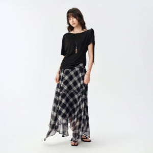 DUSHU | Plus Size Asymmetric Off Shoulder T-Shirt