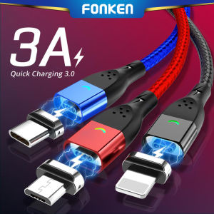 FONKEN Cáp Từ Tính Cáp Sạc Nam Châm Micro USB Type C Sạc Từ Tính Cho iPhone Samsung Huawei Xiaomi Sạc Nhanh