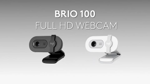 Logitech Brio 100 Full HD Webcam for Meetings and Streaming Auto-Light Balance Built-In Mic Privacy Shutter USB-A