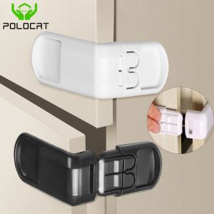 Polocat Khóa Góc Phải Đa Năng Cho Bé Chốt Áp Suất Kép 90 Độ Bảo Vệ An Toàn Cho Trẻ Em Ngăn Kéo Bảo Vệ Góc Phải Cửa Tủ