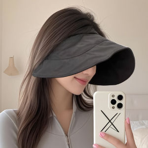 Womens Sun Visor Hat Large Brim UVA Protection Foldable Egg Roll Design Casual Style for Outdoor Activities
