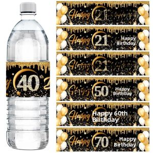 Tem Nhãn Chai Sinh Nhật Black Gold Dành Cho Người Lớn 18 21 30 40 50 60 Tuổi - Đồ Trang Trí Tiệc Sinh Nhật - Tôn Vinh Tuổi Tác Của Bạn