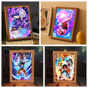 High-Definition LED Light Printing Bedroom Wall Gifts Featuring Anime Character Dragon Ball Picture Frames and Goku Art Pictures