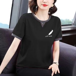 QIAOXIZI | Cotton Short Sleeve T-shirt Loose Fit Slimming