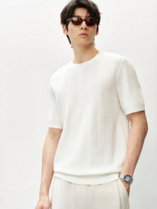 MIANXIANSHENG | Mulberry Silk Linen Jacquard T-shirt
