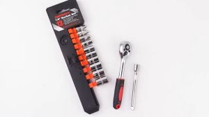 Taffware Kunci Pas CR-V Drive Socket Wrench Set 1/4 Handle 12 PCS