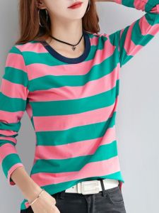 Áo Thun Dài Tay Cotton Nguyên Chất Cho Nữ Áo Sơ Mi Cổ Tròn Bó Sát Mùa Xuân Thu Mặc Trong Và Ngoài